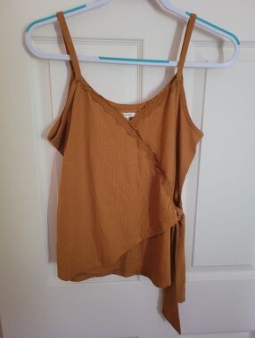 Maurices Camel/Tan Wrap Cami with Lace Trim and Side Tie